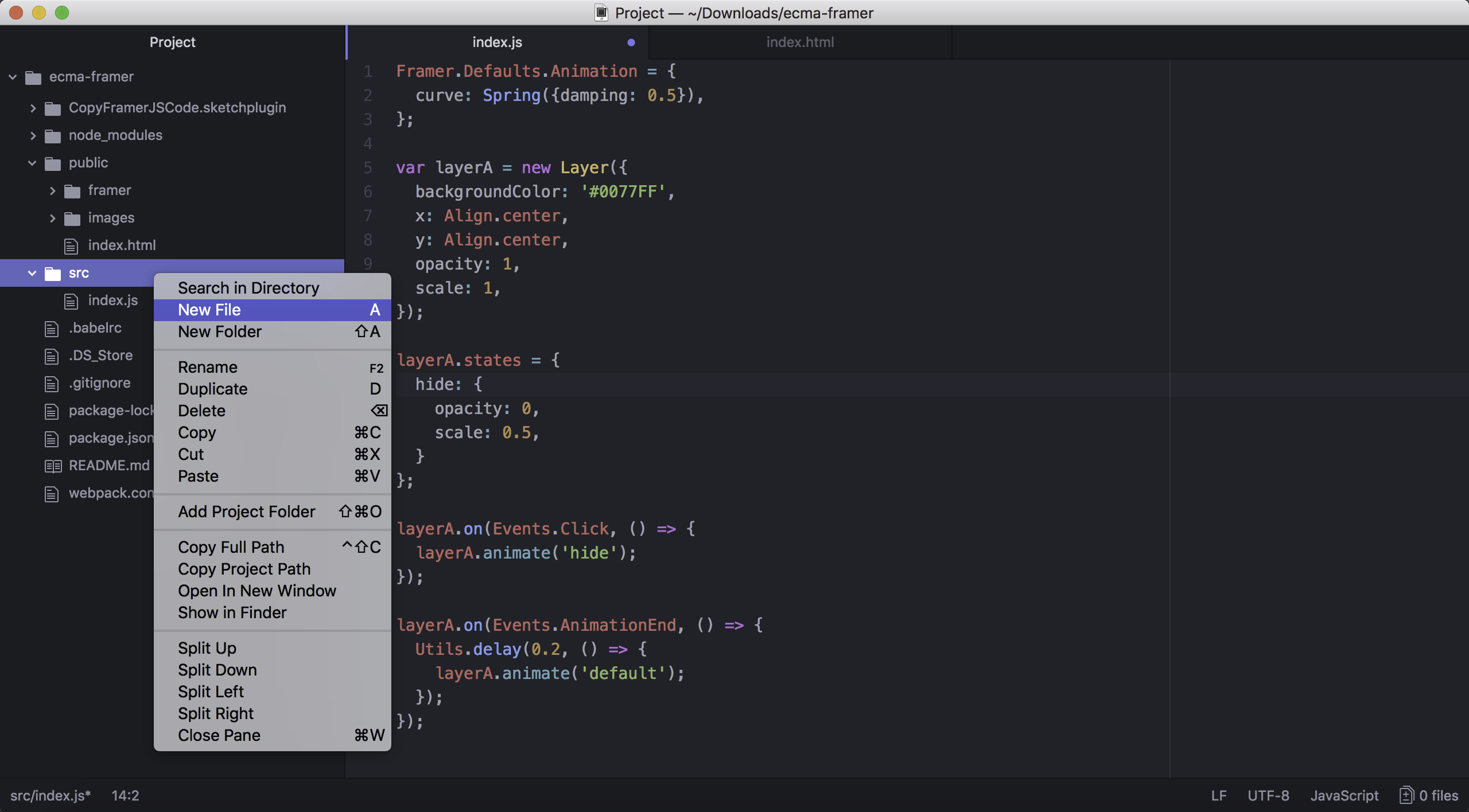 Creating a new file in Atom