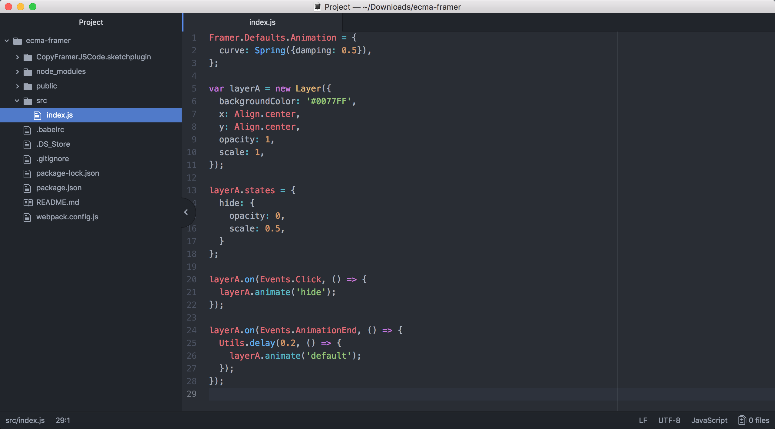 Atom screen with a code file opened
